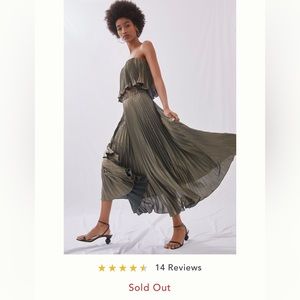 Anthropologie metallic skirt set
